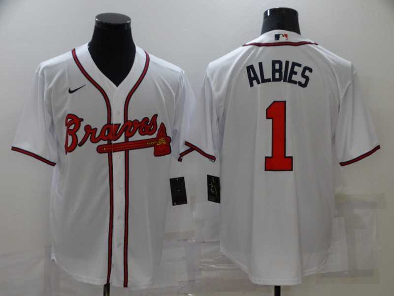 Braves 1 Ozzie Albies White Nike Cool Base Jersey,We sell and wholesale Braves 1 Ozzie Albies White Nike Cool Base Jersey on line form chian!